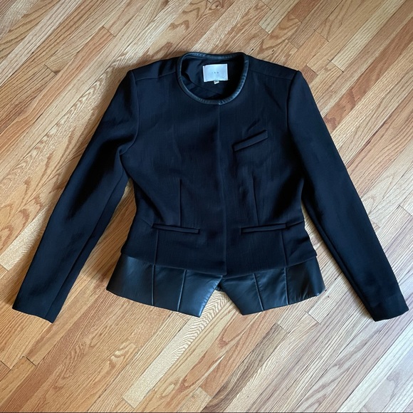 IRO Clyde Leather Trimmed Peplum Jacket 42 6 - Picture 4 of 7